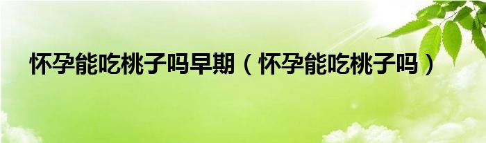 懷孕能吃桃子嗎早期（懷孕能吃桃子嗎）