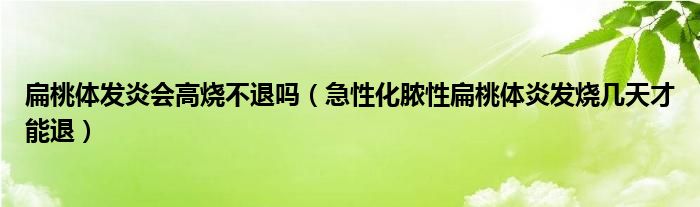 扁桃體發(fā)炎會高燒不退嗎（急性化膿性扁桃體炎發(fā)燒幾天才能退）