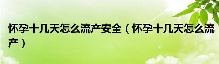 懷孕十幾天怎么流產(chǎn)安全（懷孕十幾天怎么流產(chǎn)）