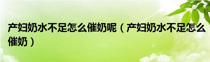 產(chǎn)婦奶水不足怎么催奶呢（產(chǎn)婦奶水不足怎么催奶）