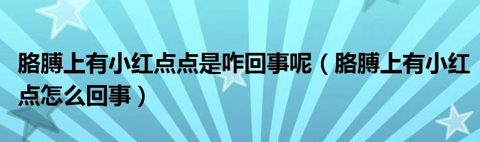 胳膊上有小紅點點是咋回事呢（胳膊上有小紅點怎么回事）