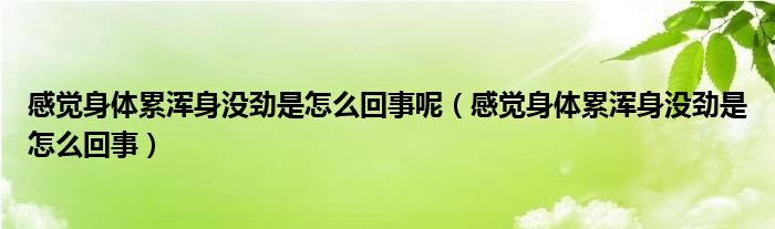 感覺身體累渾身沒勁是怎么回事呢（感覺身體累渾身沒勁是怎么回事）