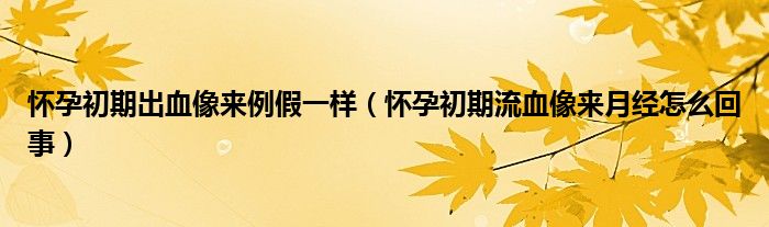 懷孕初期出血像來例假一樣（懷孕初期流血像來月經(jīng)怎么回事）