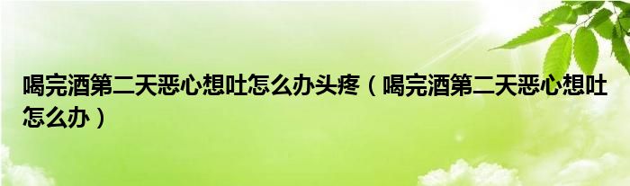 喝完酒第二天惡心想吐怎么辦頭疼（喝完酒第二天惡心想吐怎么辦）