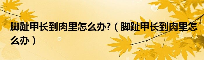 腳趾甲長(zhǎng)到肉里怎么辦?（腳趾甲長(zhǎng)到肉里怎么辦）