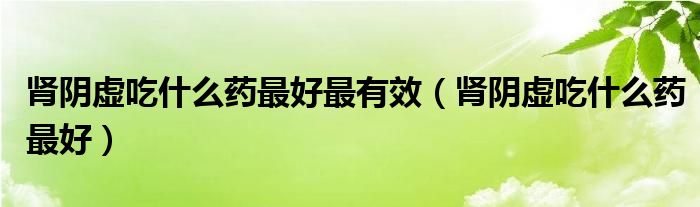 腎陰虛吃什么藥最好最有效（腎陰虛吃什么藥最好）