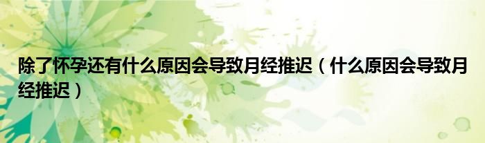 除了懷孕還有什么原因會導(dǎo)致月經(jīng)推遲（什么原因會導(dǎo)致月經(jīng)推遲）