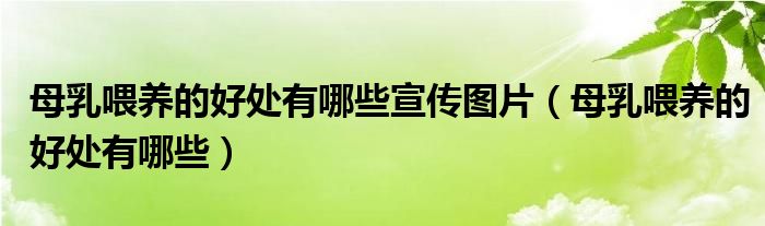 母乳喂養(yǎng)的好處有哪些宣傳圖片（母乳喂養(yǎng)的好處有哪些）