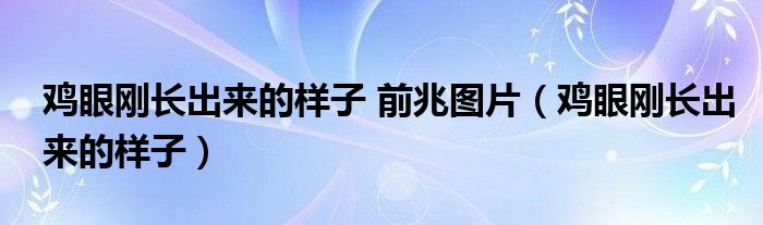 雞眼剛長出來的樣子 前兆圖片（雞眼剛長出來的樣子）