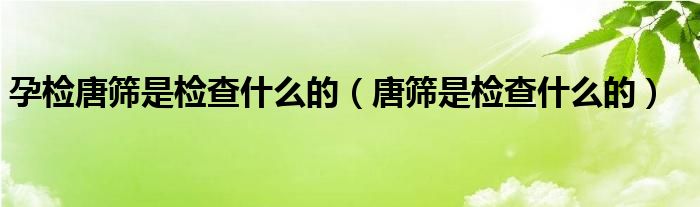 孕檢唐篩是檢查什么的（唐篩是檢查什么的）