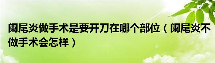 闌尾炎做手術是要開刀在哪個部位（闌尾炎不做手術會怎樣）