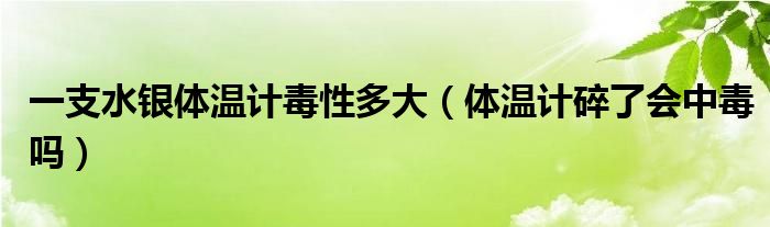 一支水銀體溫計毒性多大（體溫計碎了會中毒嗎）