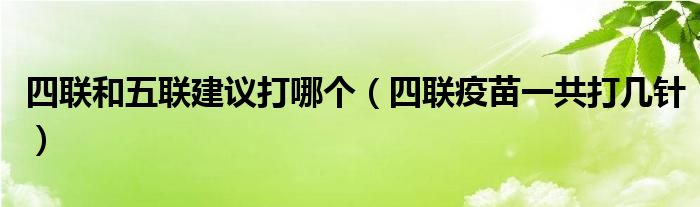 四聯(lián)和五聯(lián)建議打哪個（四聯(lián)疫苗一共打幾針）