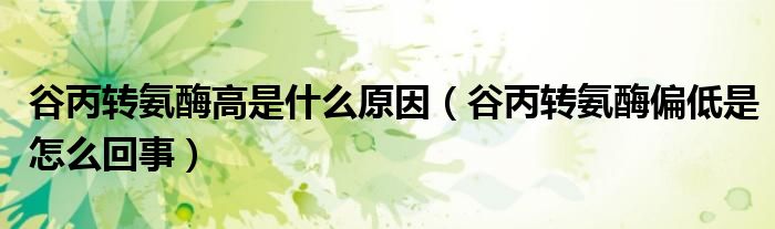 谷丙轉(zhuǎn)氨酶高是什么原因（谷丙轉(zhuǎn)氨酶偏低是怎么回事）