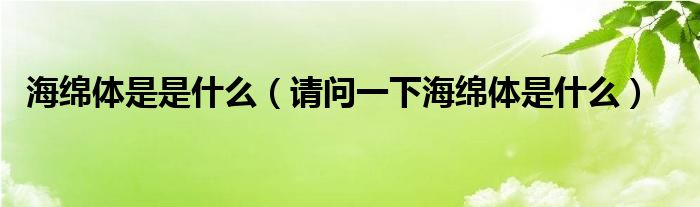 海綿體是是什么（請問一下海綿體是什么）