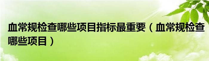 血常規(guī)檢查哪些項目指標(biāo)最重要（血常規(guī)檢查哪些項目）