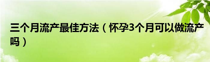 三個(gè)月流產(chǎn)最佳方法（懷孕3個(gè)月可以做流產(chǎn)嗎）