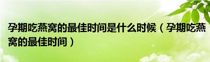 孕期吃燕窩的最佳時(shí)間是什么時(shí)候（孕期吃燕窩的最佳時(shí)間）