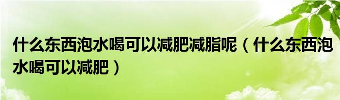 什么東西泡水喝可以減肥減脂呢（什么東西泡水喝可以減肥）