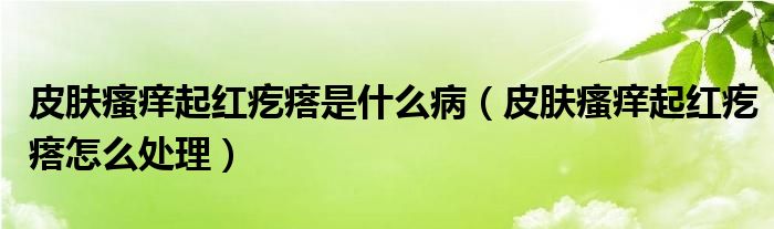 皮膚瘙癢起紅疙瘩是什么?。ㄆつw瘙癢起紅疙瘩怎么處理）