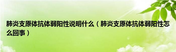 肺炎支原體抗體弱陽性說明什么（肺炎支原體抗體弱陽性怎么回事）