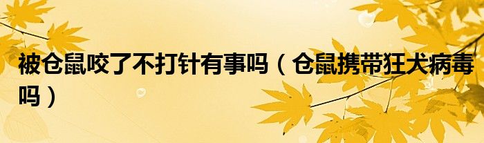 被倉(cāng)鼠咬了不打針有事嗎（倉(cāng)鼠攜帶狂犬病毒嗎）