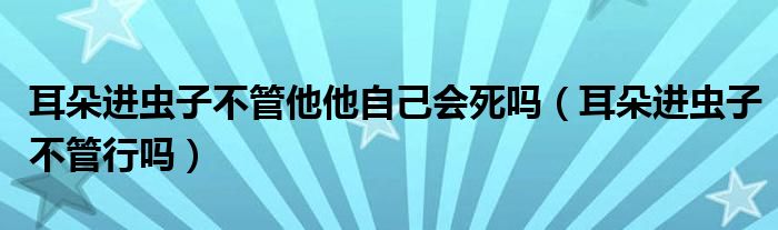 耳朵進(jìn)蟲(chóng)子不管他他自己會(huì)死嗎（耳朵進(jìn)蟲(chóng)子不管行嗎）