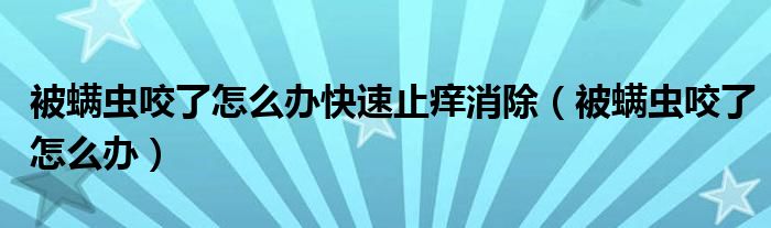 被螨蟲咬了怎么辦快速止癢消除（被螨蟲咬了怎么辦）