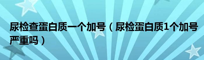 尿檢查蛋白質(zhì)一個加號（尿檢蛋白質(zhì)1個加號嚴(yán)重嗎）