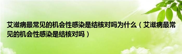 艾滋病最常見的機會性感染是結(jié)核對嗎為什么（艾滋病最常見的機會性感染是結(jié)核對嗎）