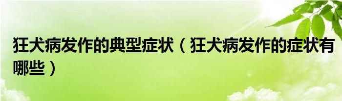 狂犬病發(fā)作的典型癥狀（狂犬病發(fā)作的癥狀有哪些）