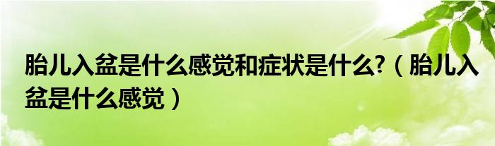 胎兒入盆是什么感覺(jué)和癥狀是什么?（胎兒入盆是什么感覺(jué)）