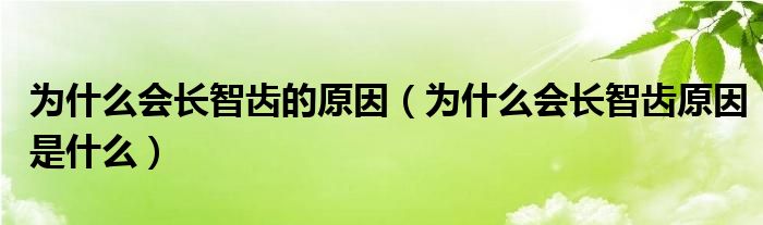 為什么會長智齒的原因（為什么會長智齒原因是什么）