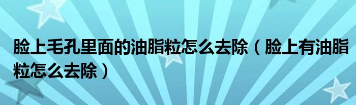 臉上毛孔里面的油脂粒怎么去除（臉上有油脂粒怎么去除）